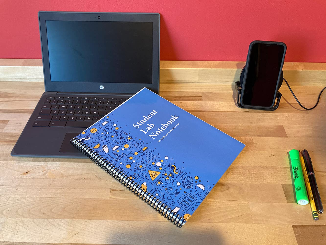 Student Lab Notebook (50 duplicate page sets): perforated carbonless sheets with smooth coil spiral binding image 4