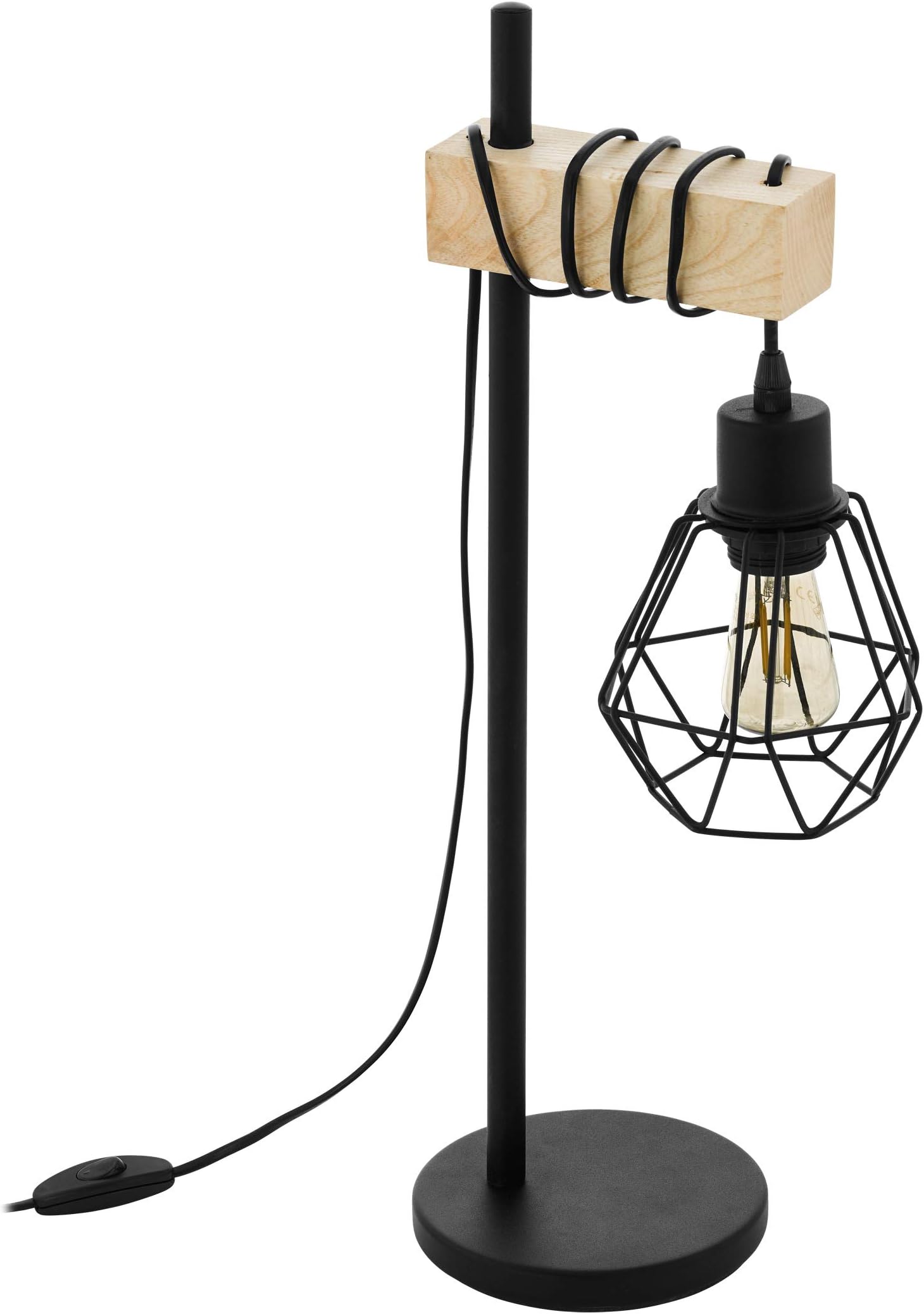 EGLO Dreibein Tischlampe Chester – Vintage-Design, Schwarz/kupfer, Schwenkbarer Schirm, E27 Fassung, Höhe 44 Cm