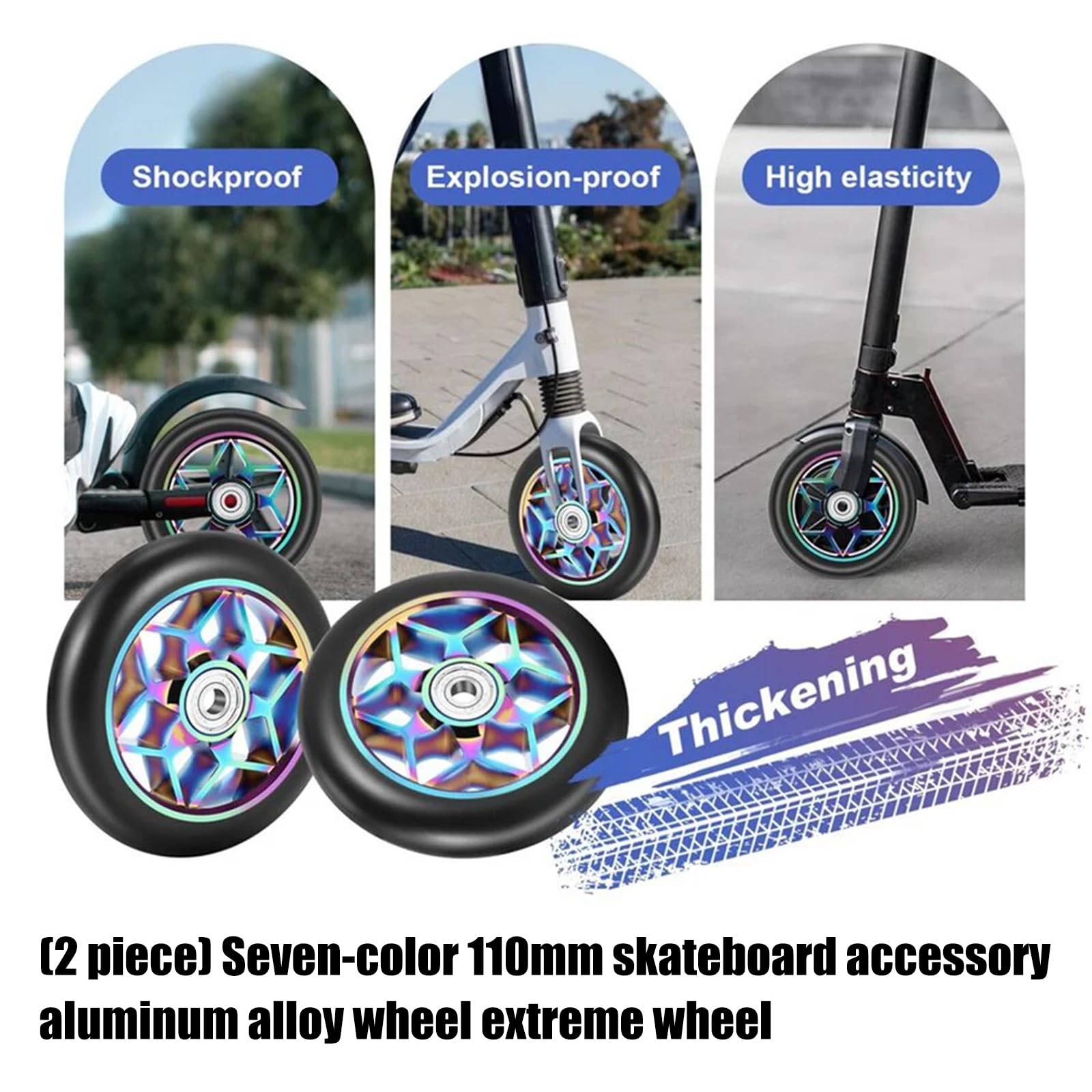 Roues de Remplacement pour Scooters, 2 Lots, avec roulements, en Alliage d ' Aluminium, pour Un Cyclisme agressif, durabilité