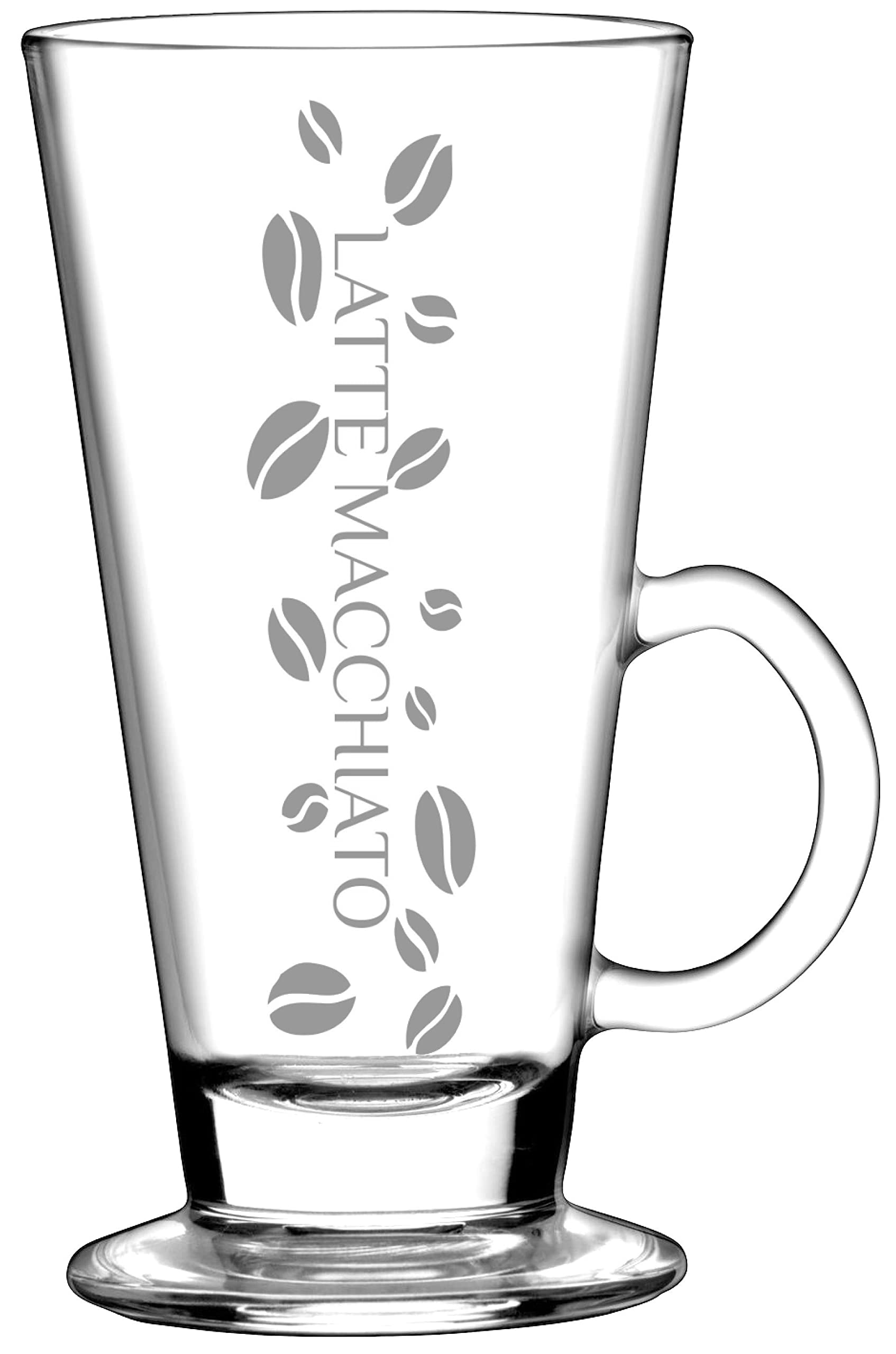 BergWald LATTE MACCHIATO Glas 6 Stück - 260ml Gläser mit Henkel für Latte- Macchiato Spülmaschinengeeignet - mit Lasergravur