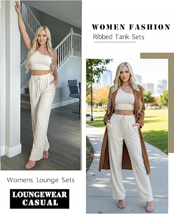 Ekouaer 4 Piece Sets for Women Casual Lounge Sets Summer Vacation Outfits
