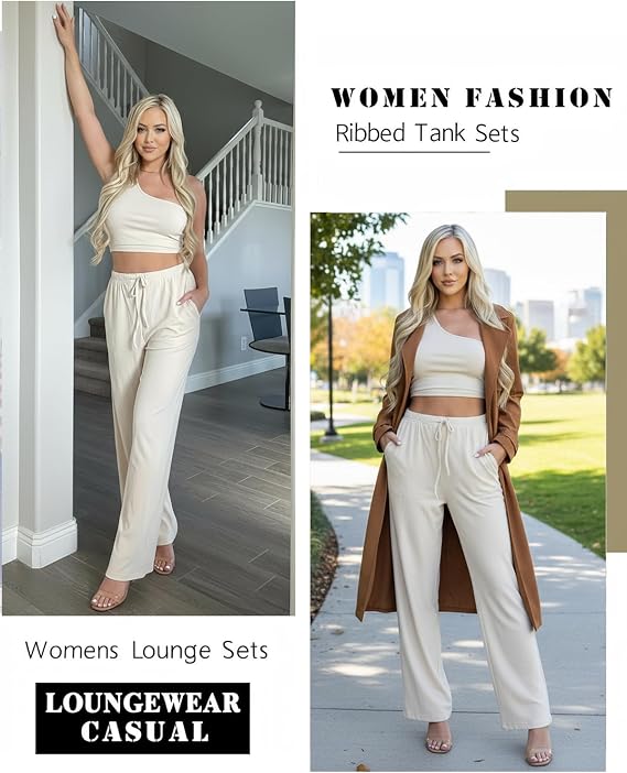 Ekouaer 4 Piece Sets for Women Casual Lounge Sets Summer Vacation Outfits