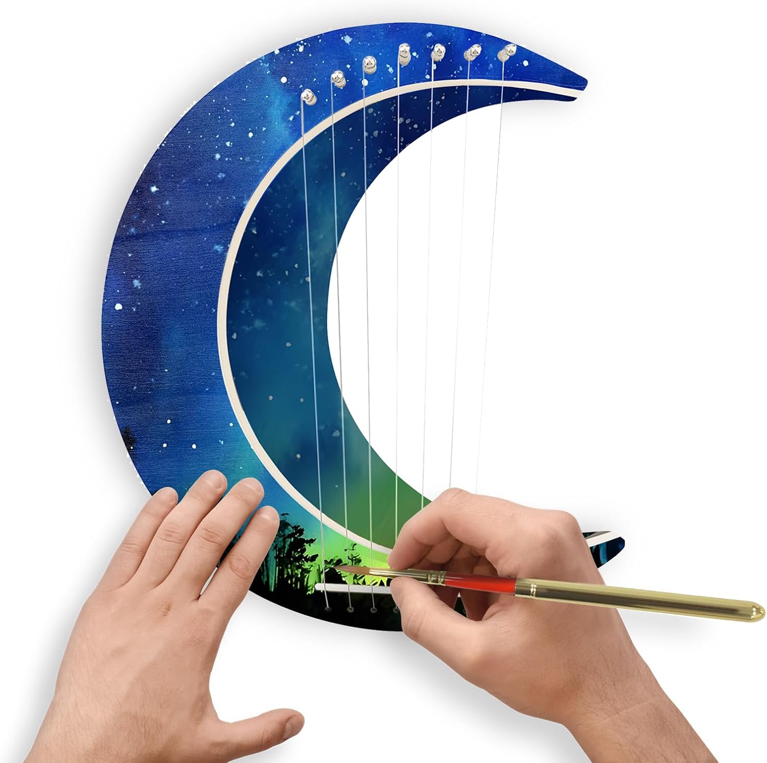 Lyre Harp 7 String DIY, Moon Shaped Lyre Harp Musical Instrument, Wood String Instruments, Make Your Own Basswood