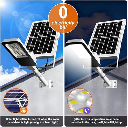 Miniatura 5 de Farola solar para exteriores, IPX4 impermeable con iluminación gran angular de 240, tiempo de iluminación de 12-24 horas, control remoto, 6000 mAh,