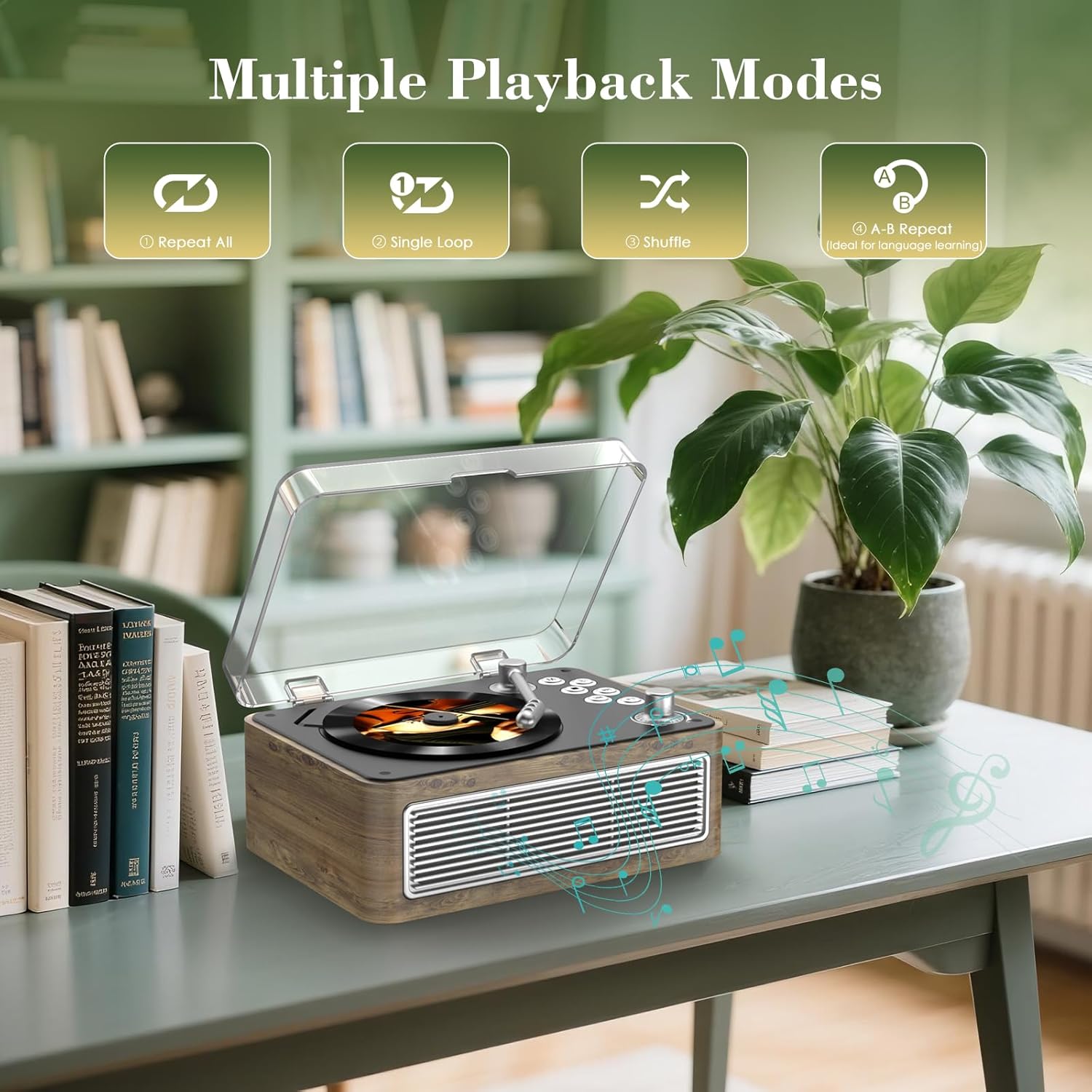 Reproductor de CD Portatil Bluetooth: Kegaudio Reproductor CD con Altavoces Radio y Mando a Distancia Soporte Reproducción USB/AUX Toma de Auriculares Roble 9