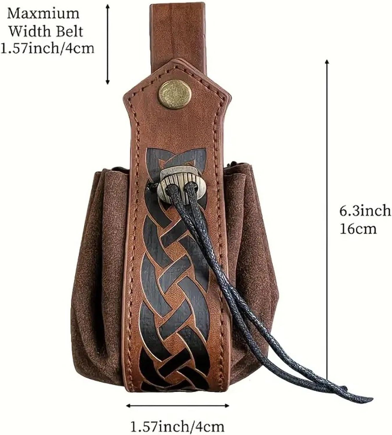 PUレザー スチームパンク ウエストバッグ 携帯電話用 中世ベルトポーチ ダブルバックル付き ルネッサンス コスプレアクセサリー(B