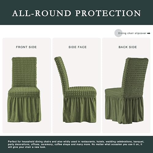 Vista 19 de CHUN YI Juego de 4 fundas para sillas de comedor, fundas universales elásticas para sillas de comedor con falda, fundas extraíbles para sillas Gris