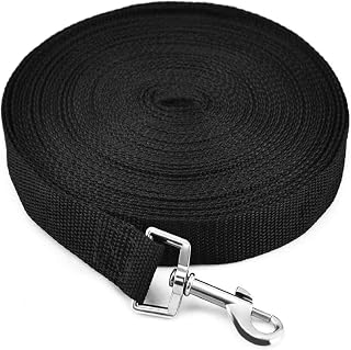 DELEE Dog Training Lead, 30m Extra Long Line Dog Leash, Durable Nylon Lead for Pet Training Recall Obedience, Tracking, Camping Play, Backyard(30m, Black)