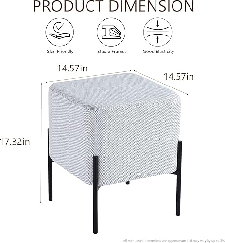 Miniatura 3 de Get Set Style Taburete otomano, moderno taburete tapizado, reposapiés, sofá, reposapiés, asiento otomano para sala de estar, dormitorio, entrada,