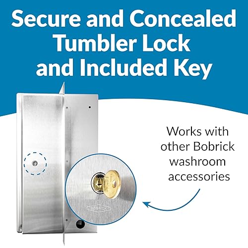 Miniatura 6 de BOBRICK 29744 Dispensador automático de toallas de papel semiempotrado de acero inoxidable con luz LED intuitiva, acabado satinado, 17-12 pulgadas