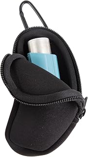 Portable Asthma Inhaler Case, Neoprene, Black | Mini Asthma Inhaler Holder with Keychain, Fit for Asthma & Allergy Sufferers Daily and Travel (Inhaler Not Included)
