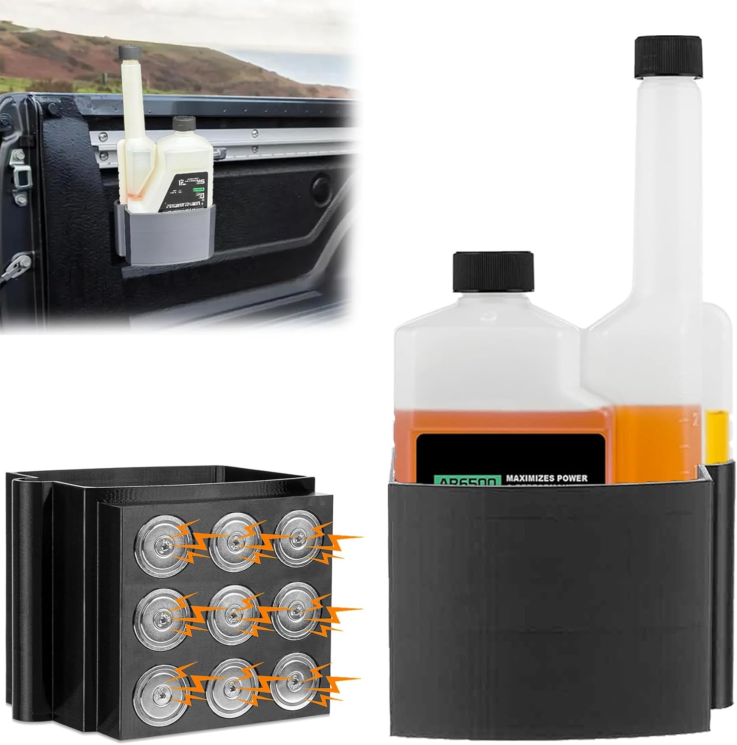 Upgraded Magnetic Diesel Additive Holder For Archoil 40.6 Oz (1.2 L) With 9 Extra-Strong Magnets, Spill-Proof Bottle Holder, Ideal For Trucks, Tractors, Rvs, Generators, And Garages