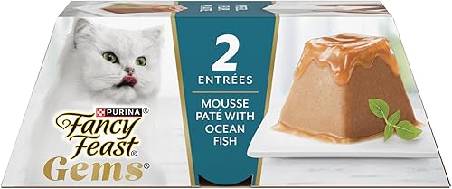 Purina Fancy Feast Gems Pate Mousse with Gravy Wet Cat Food with Ocean Fish - 4 oz. (Pack of 8)