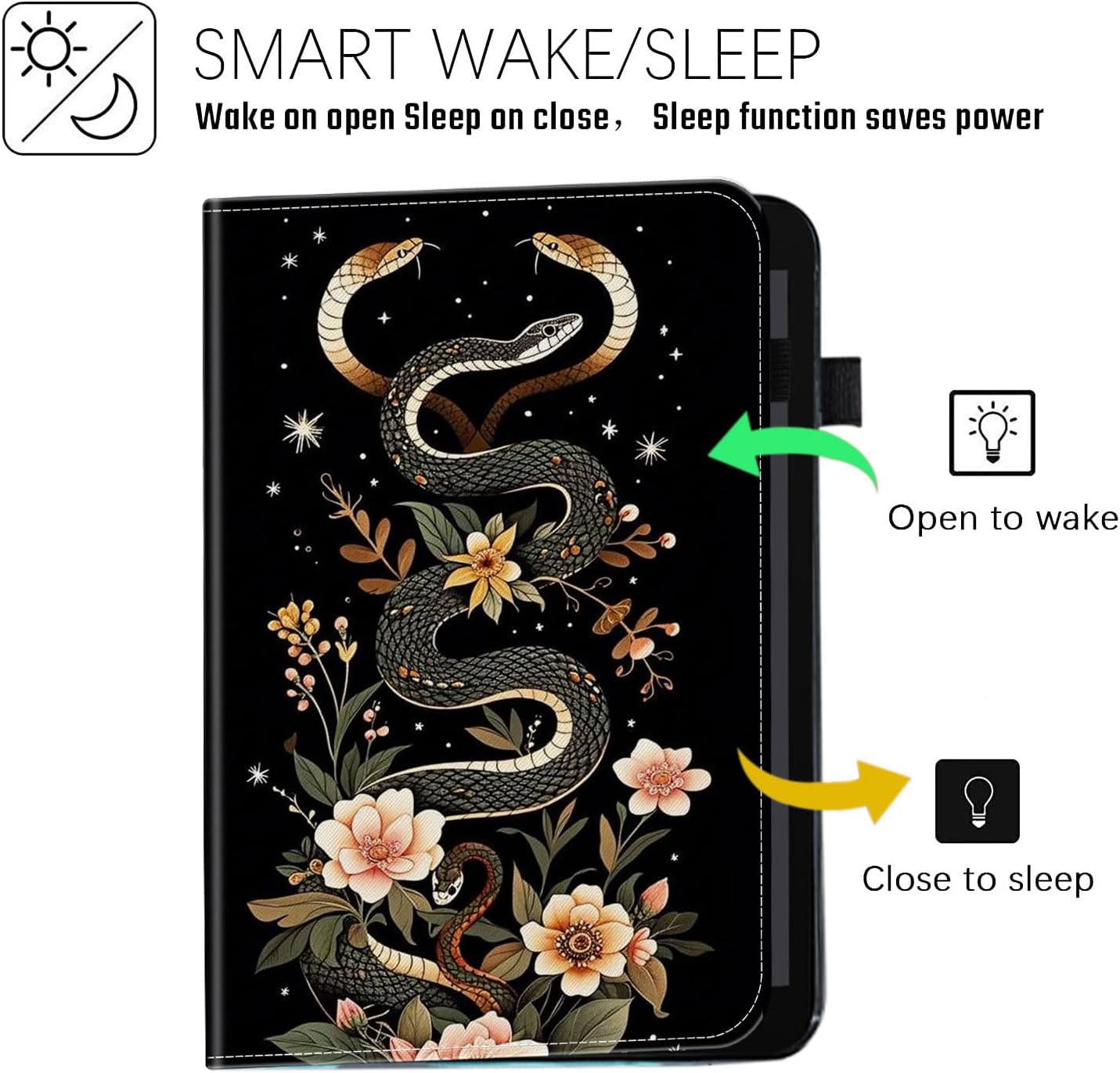 Case for iPad 10th Generation 10.9 inch 2022,for iPad (A16) 11th Generation 11 Inch 2025,Wallet PU Leather Folio Cover Multi-Angle Stand with Auto Wake/Sleep,Aesthetic Snake Floral