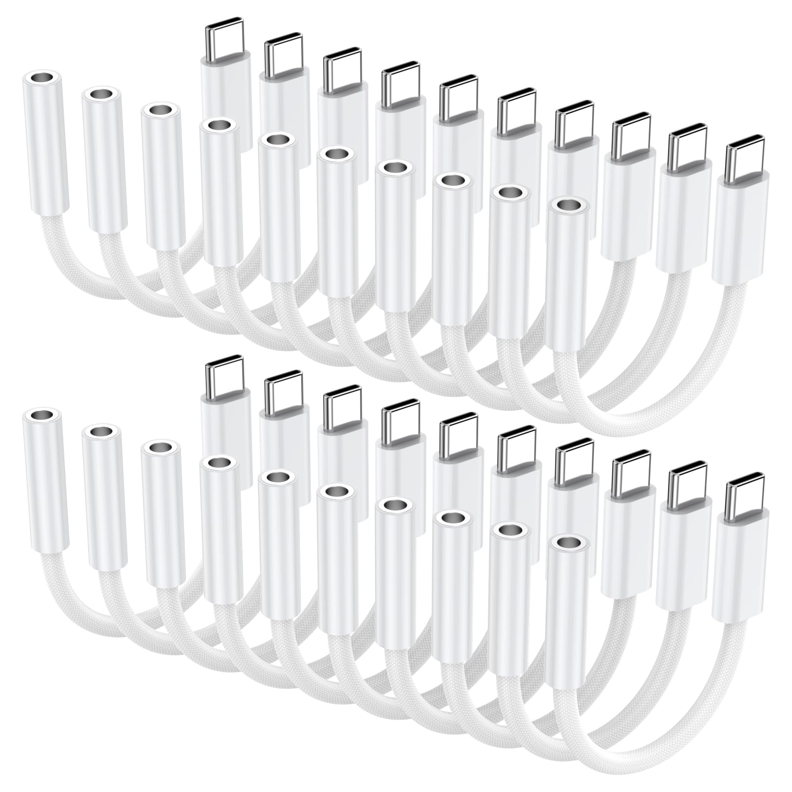 20 Pack USB C to 3.5 mm Jack Adapter, 3.5mm 1/8 Inch Aux to USB C Audio Headphone Jack Adapter Compatible with iPhone 17/16/15, iPad Pro, SMSUNG Galaxy S25 S24 S23 Ultra, Pixel 10/9/8
