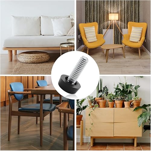 Miniatura 6 de Jamiikury 14 pulgadas - 20 pies niveladores UNC, 20 niveladores de patas ajustables, niveladores de muebles con tuercas en T para armario, sofá,