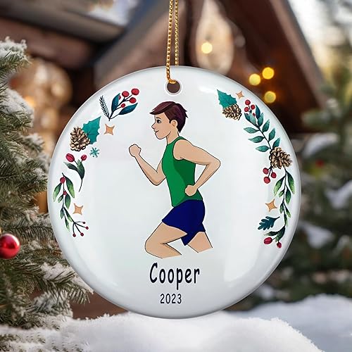 Vista 11 de Adornos de Navidad personalizados para correr, adorno de árbol de Navidad para niña, regalos de correr para Navidad, maratón, pista, adornos