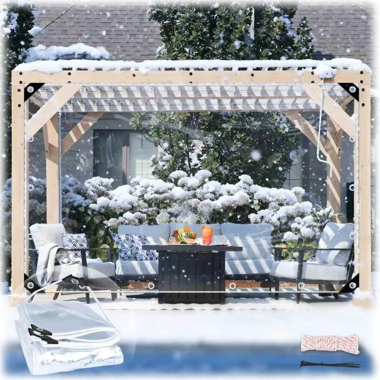 10' x 12' Clear Vinyl Tarp Clear Tarps Heavy Duty Waterproof UV Resistant Glass Tarps Transparent Tarpaulin with Grommets&Reinforced Edges Tarpaulins Suit for Balcony Garden Outdoor Chicken Coop