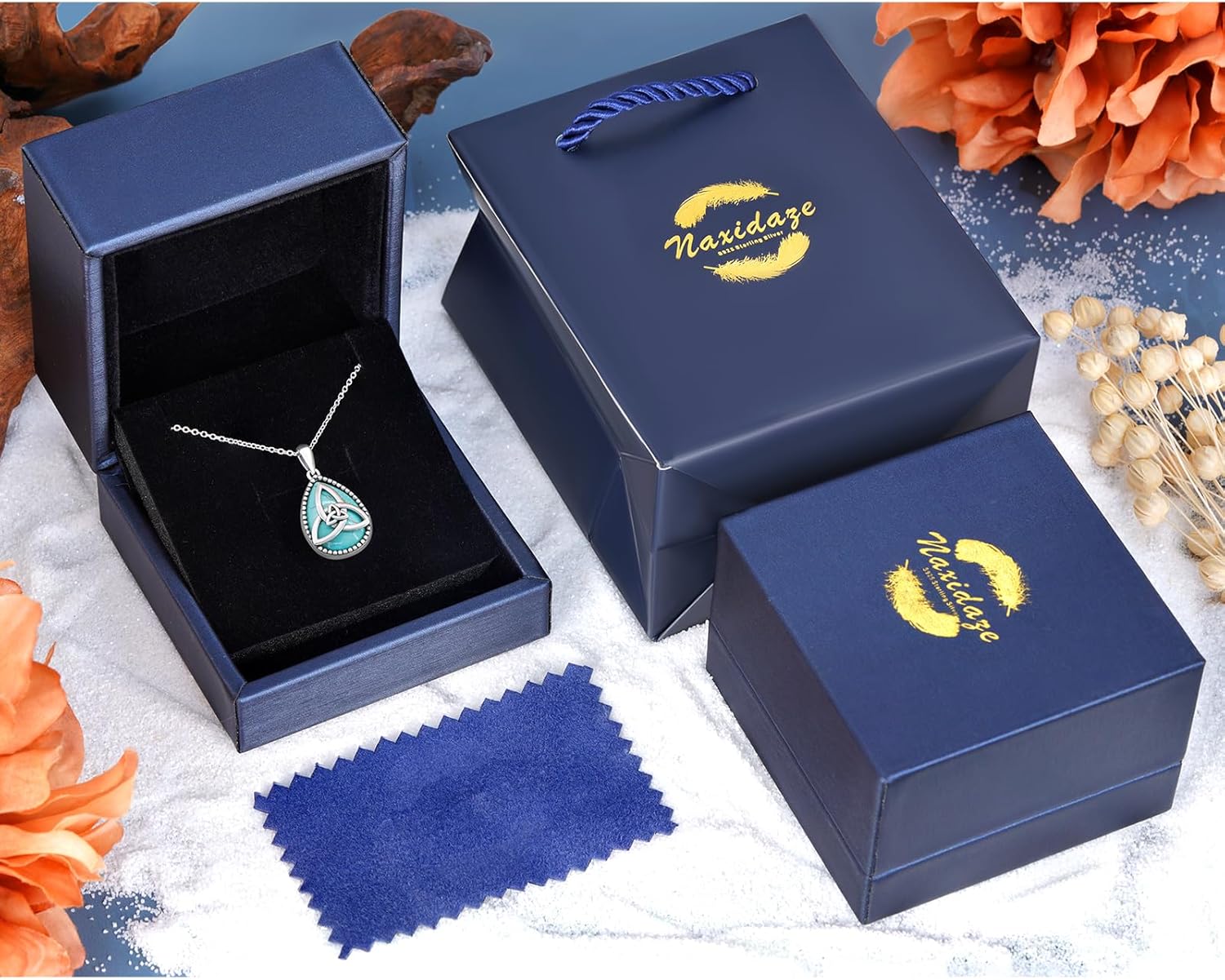 Genuine Turquoise Necklace 925 Sterling Silver Celtic Knot Necklace Vintage Western Nature Gemstone Turquoise Jewelry for Women