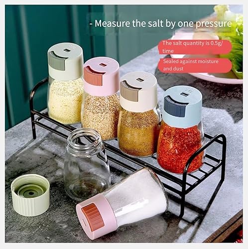 Miniatura 3 de Salero con control de sal medido, paquete de 3 tarros de condimentos sellados para cocina, caja de condimentos de prensa cuantitativa, pimienta,