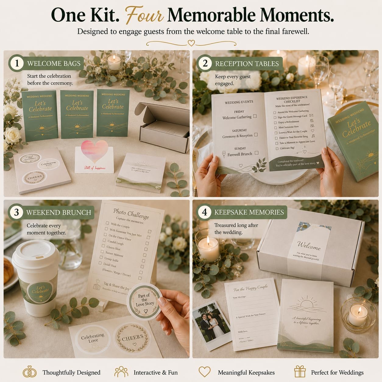 Wedding Reception Activity Booklets, 20 Pack Interactive Guest Game Set | Includes Stickers Advice Cards, Fun Guest Experience Kit, Bridal Shower, Destination Wedding and Wedding Keepsake