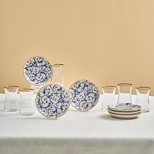 KARACA Mare Turkish Tea Set for 6 People &ndash; 12 Piece Glass Tea Glasses & Saucers Set, 170 ml Clear Traditional Turkish Tea Cups, Elegant Tea Service