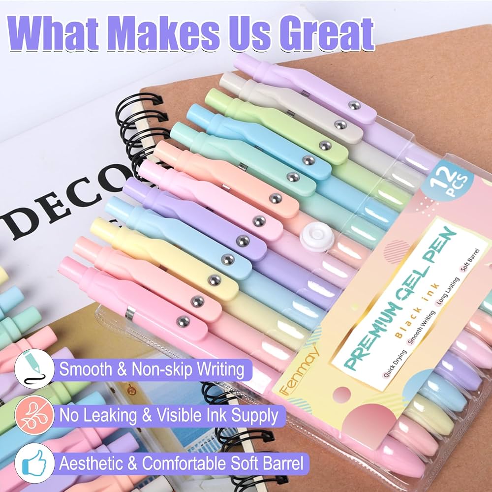 Amazon.com: Fenmay Gel Pens, 12 Pcs 0.5mm Fine Point