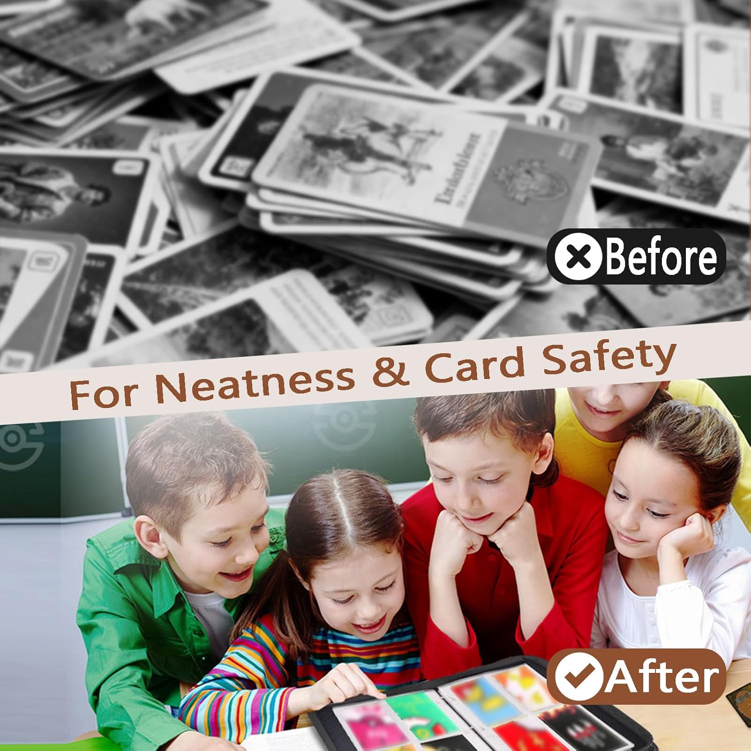 Baseball Card Binder 4 Pocket, Sports Trading Cards Binder - 55 Removable Double-Sided Sleeves, Baseball Collection Binder for 440 Cards, Game/Sport Cards Album Gifts for Boys and Girls