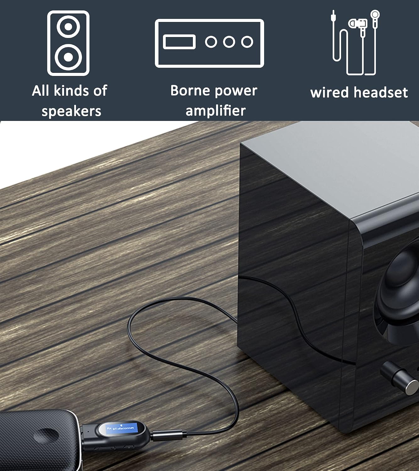 Bluetooth 5.0 Transmitter Receiver,Bluetooth Transmitter for TV,TWIEVO Bluetooth Adapter LCD Display 3-in-1 3.5MM AUX Jack Stereo USB Adapter Wireless Dongle for PC TV Car,Bluetooth tv Transmitter