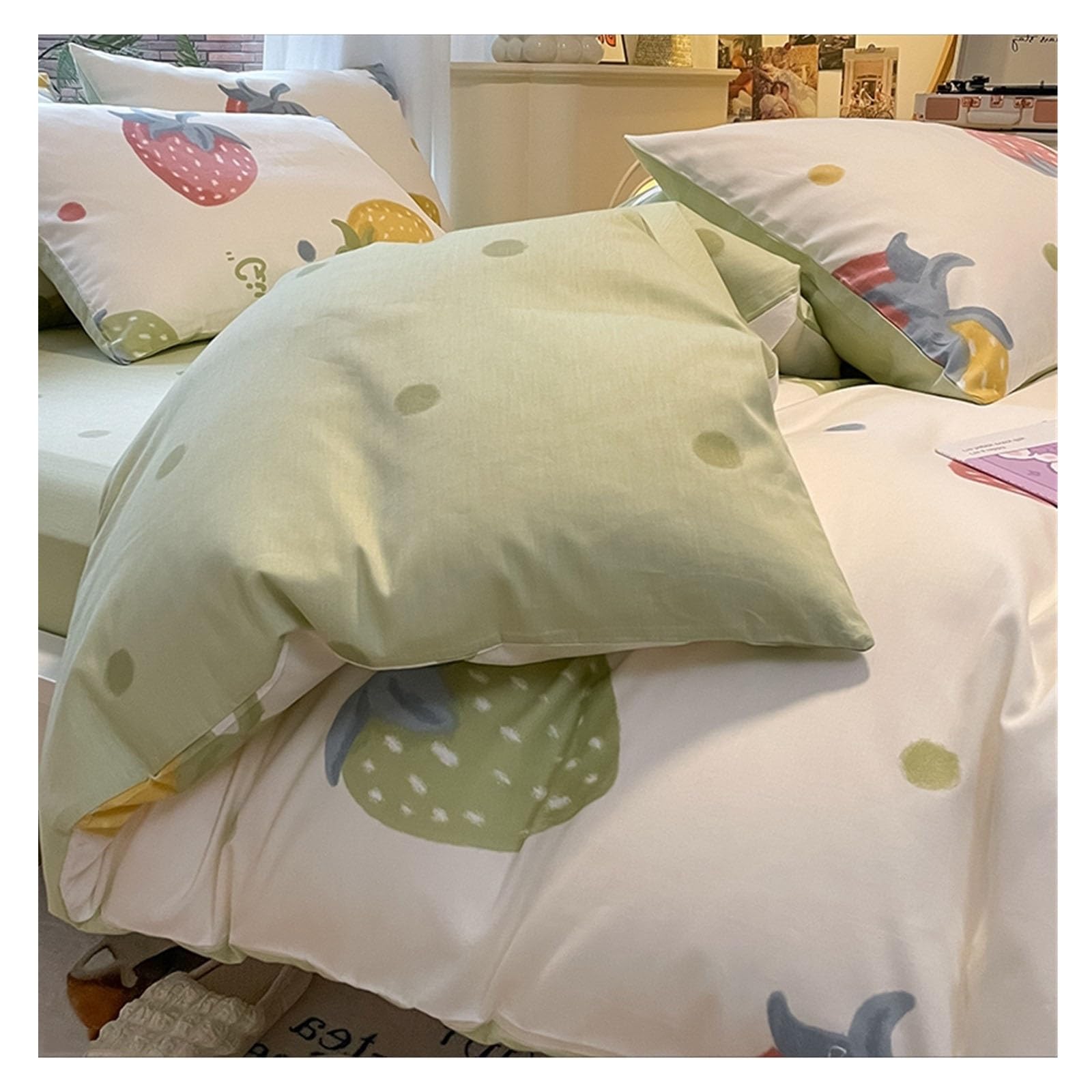Parure de lit en pur coton imprimé floral élégant pour lit double chic