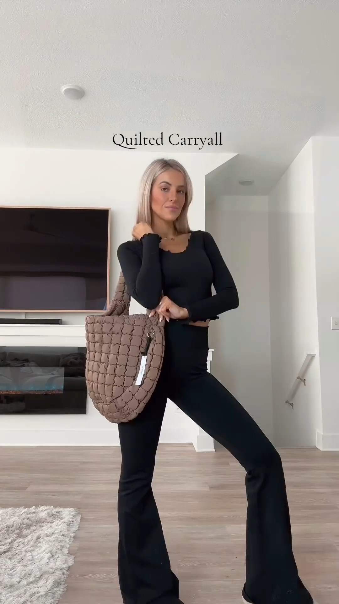 Bolso Tote acolchado para mujer cruzado y ligero miniatura 7