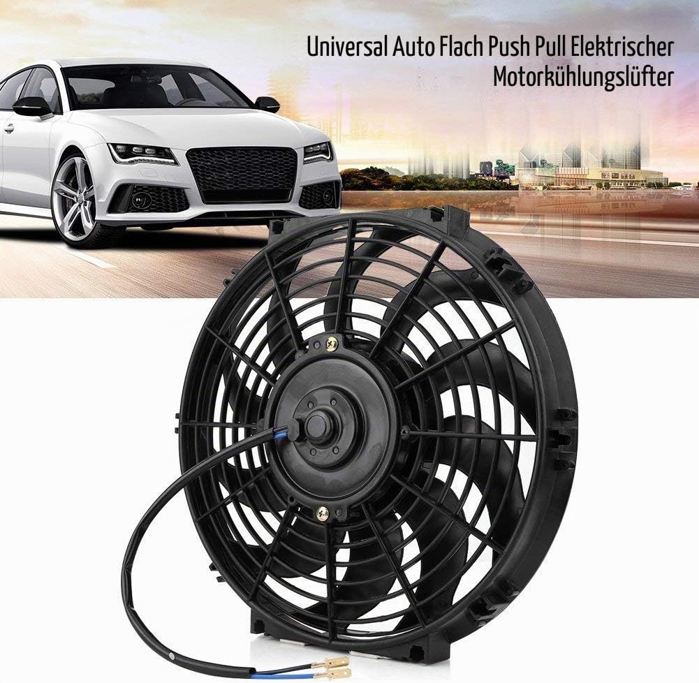 Universal Kühlerlüfter, Lüftermotor Kühlerventilator Ventilator Universal Auto Slim Push Pull Elektromotor Lüfter 12V für Kühlung Motor mit Montage-Kit