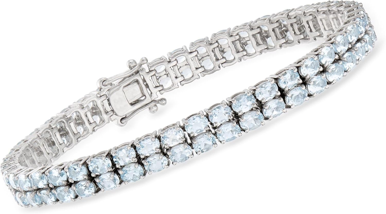 Ross-Simons 13.00 ct. t.w. Aquamarine 2-Row Tennis Bracelet in Sterling Silver