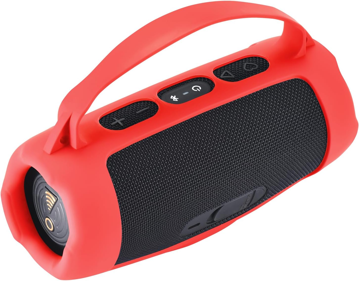 JBL Charge 5スピーカー用シリコンケース - ショルダーストラップ付き耐衝撃保護カバー ポータブルトラベルキャリーバッグ (Charge 5 Bluetooth/Wi-Fi対応) (レッド)