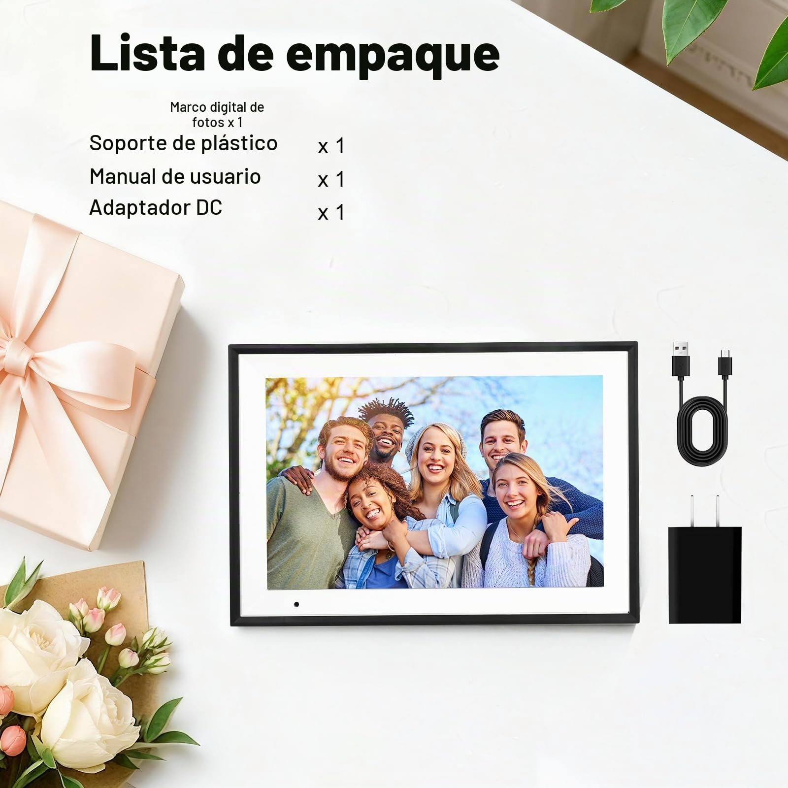 Marco de Fotos Digital con WiFi, 10,1 Pulgadas, 1280×800P, Rotación Automática, 32 GB, Marco de Fotos Digital Que Permite Compartir Fotos de Forma Fácil e Instantánea con la Aplicación AiMOR