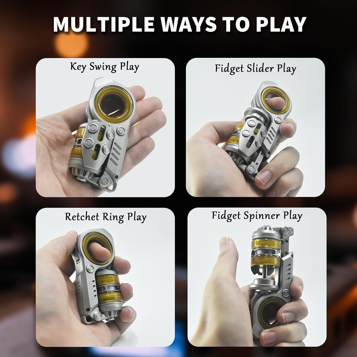 SiniaN Fidget Toys, SiniaN Slider Metal Fidget Spinner Toy, Adults Stress Relief Toy Executive Desk Toy for EDC Collectors, Cool Gadgets & Gifts for Men Adults (Silver)