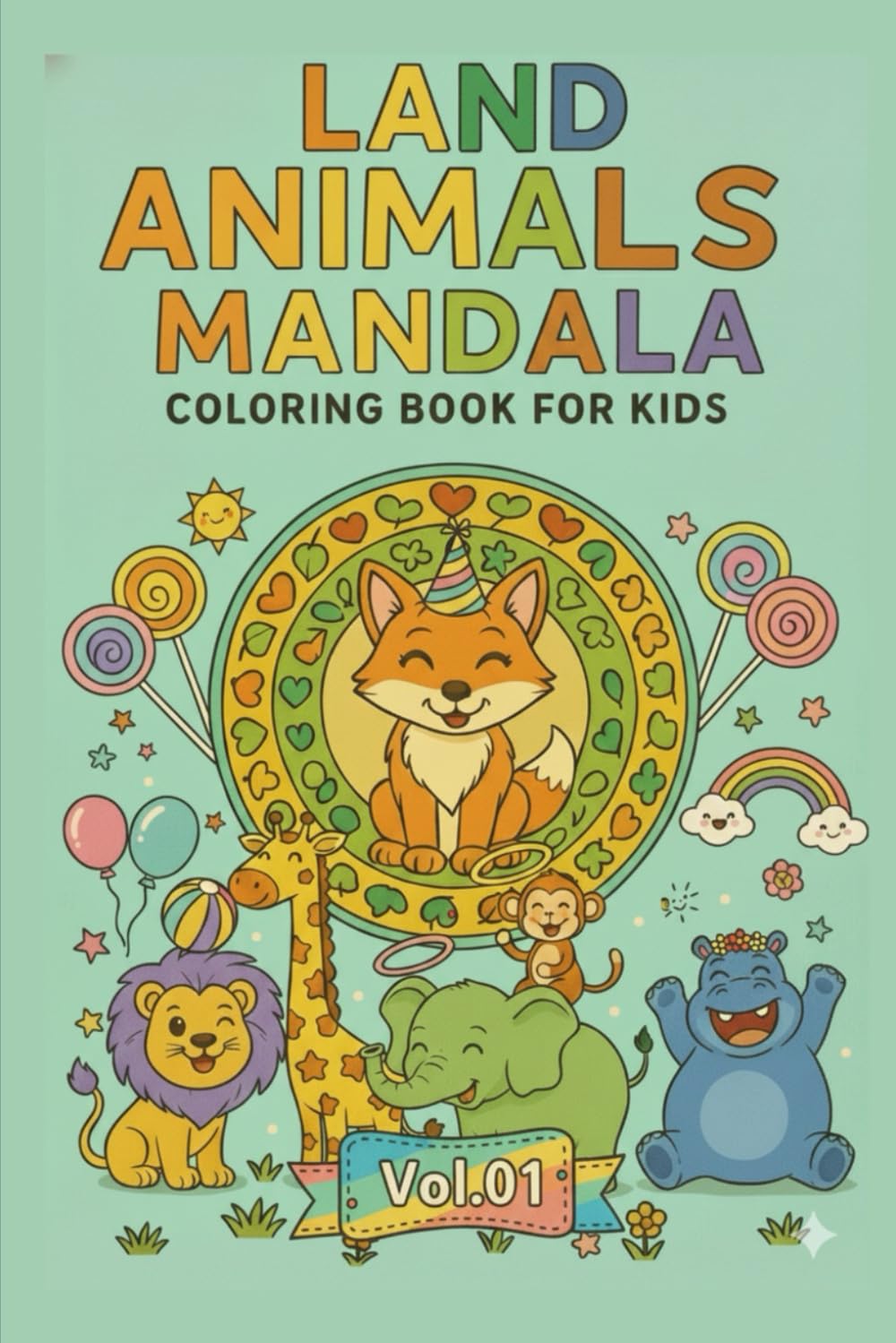 Land Animals Mandala: Coloring Book for Kids (Ages 4–10), Simple mandalas, 80 Mandalas, Fun and New Information