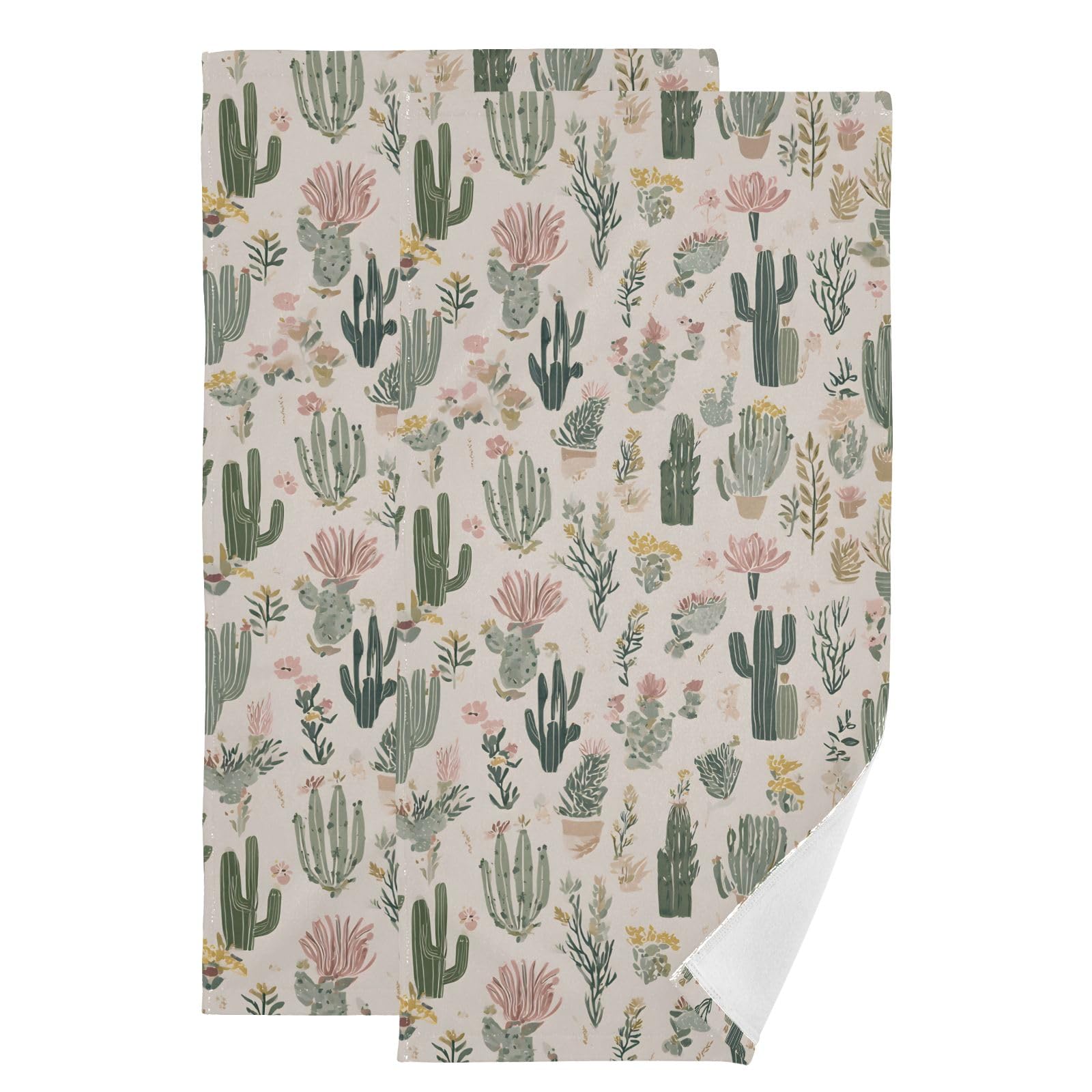 Toallas de mano de cactus para dar un toque retro y alegre a tu baño