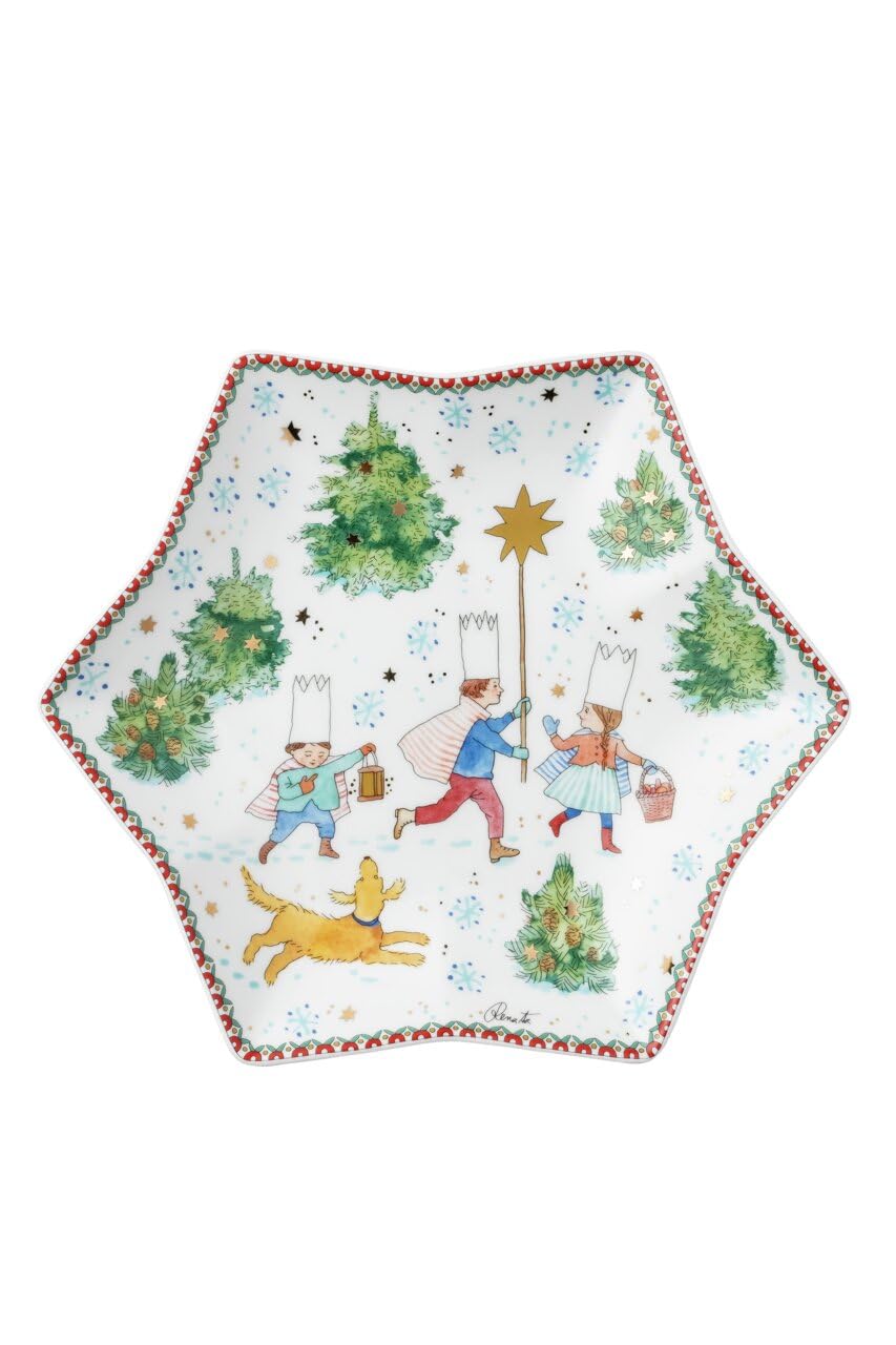 Hutschenreuther Sammelkollektion 2025-Weihnachtsspiele-Sternschale 24 cm-Ø 23,6 cm, Rot und Beige