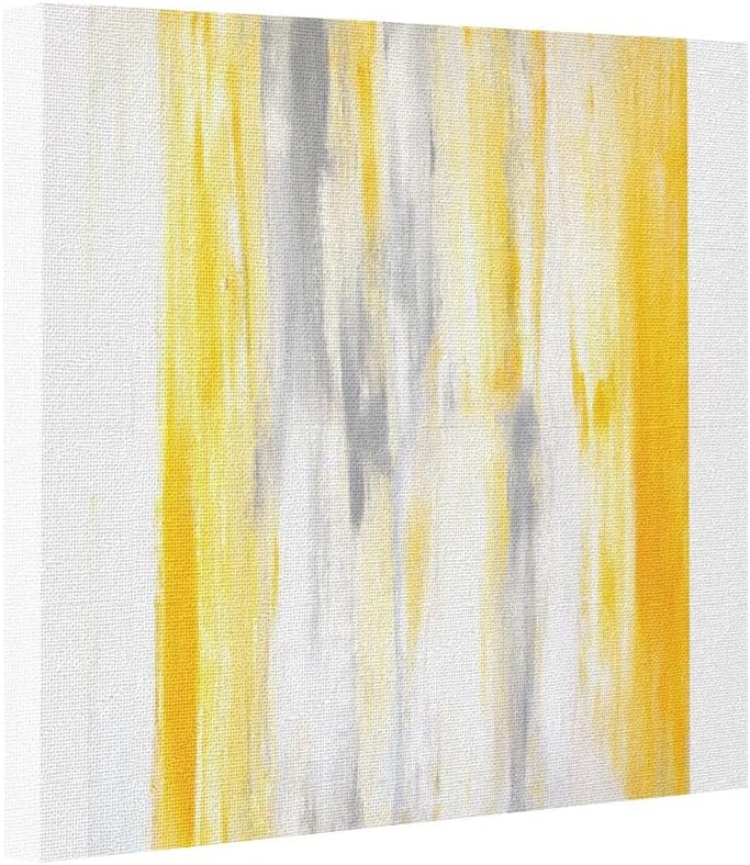 Carolor Canvas Picture Frames 'Think Straight' Grey and Yellow Abstract Canvas Photography
