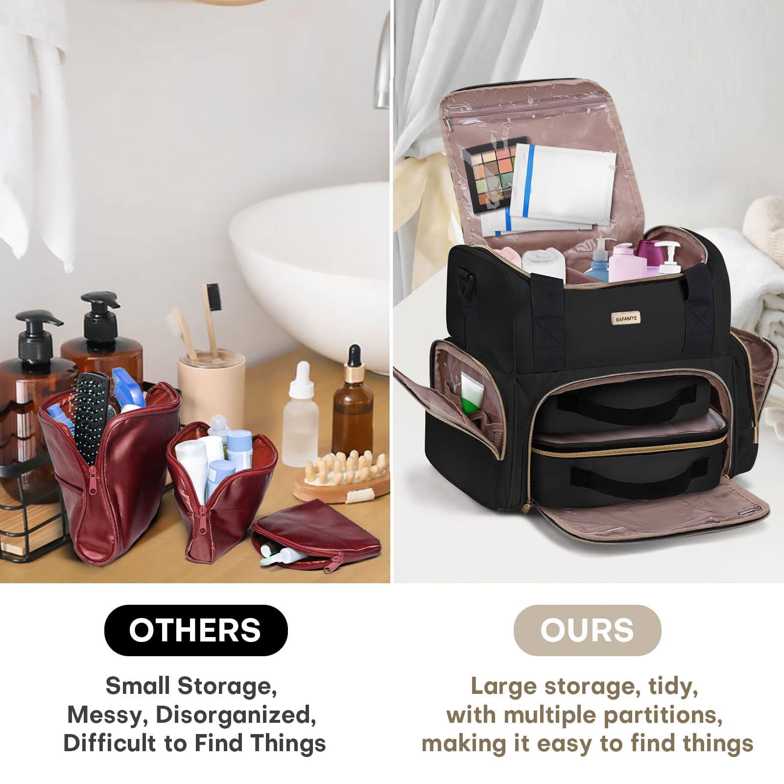 BAFAMYE Grande trousse per trucchi, nero