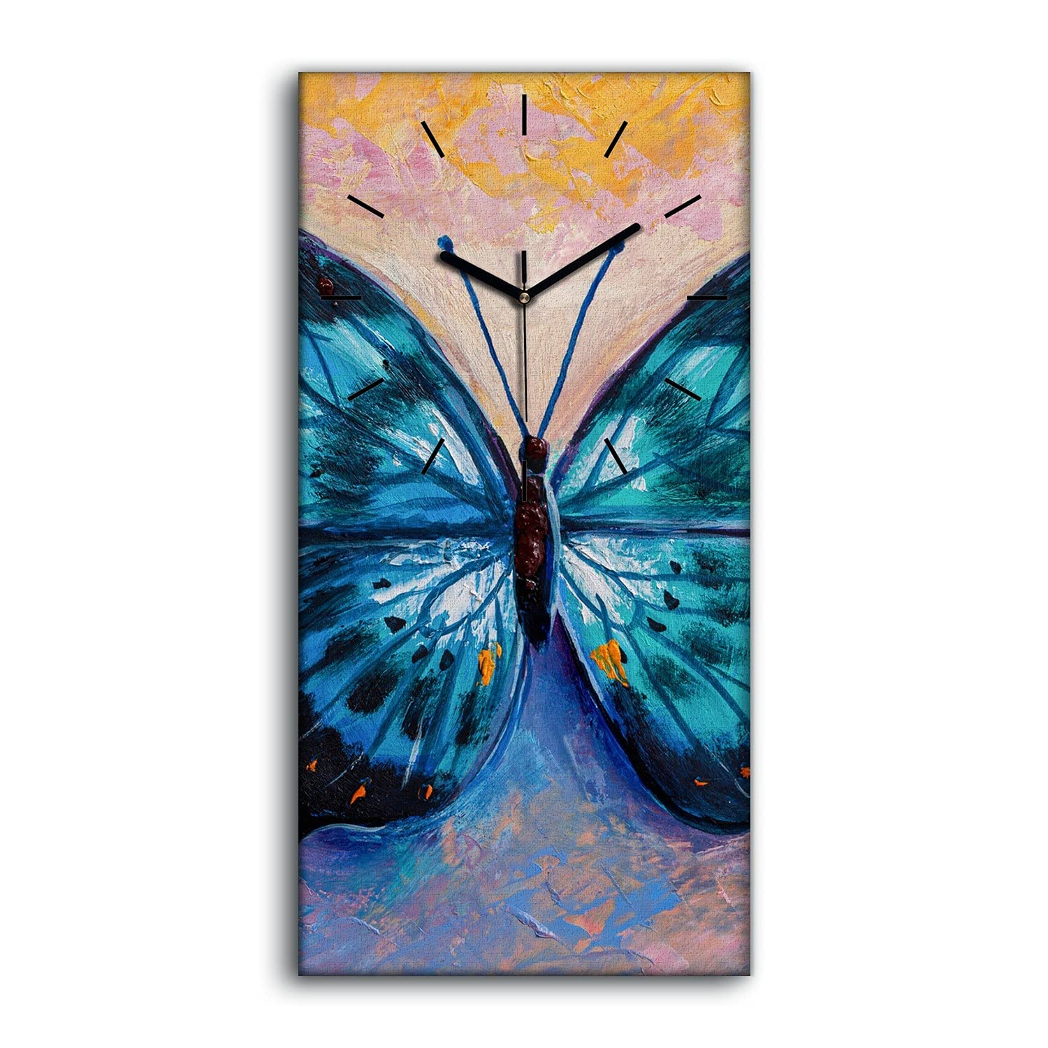 Horloge sur Toile Papillon Insecte 30x60cm Image Art Moderne Décoration