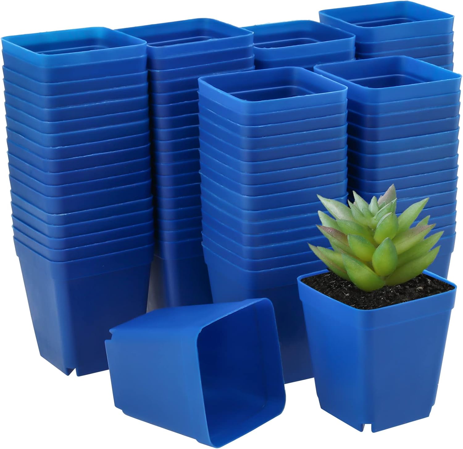 FUNSUEI 100 Pack 2.7 Inch Square Nursery Pot, Plastic