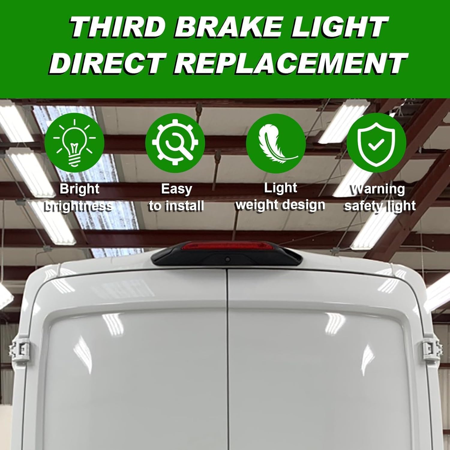 LED Third Brake Light with Backup Camera Compatible with 2018 2019 Ford Transit 150 250 350 350HD Rear Center High Mount 3rd Stop Lamp Replace JK4Z13A613AA JK4Z13A613AD