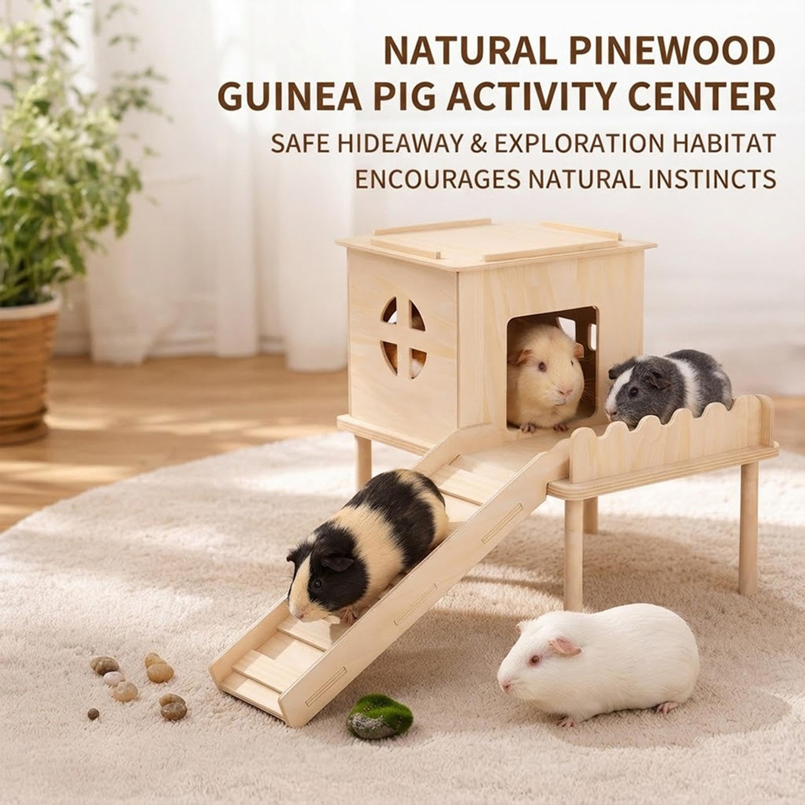 Hamsterhaus aus Holz, doppellagig, Rückzugsort für kleine Haustiere mit