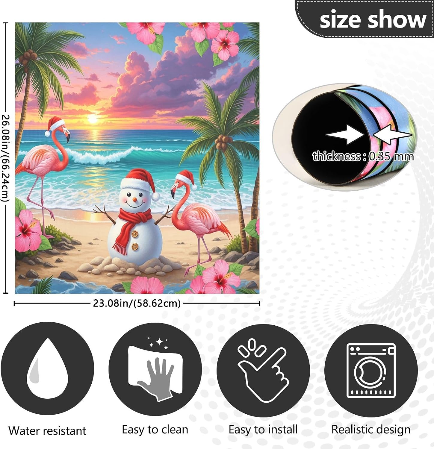 QUGRL Christmas Flamingos Dishwasher Magnet Cover Front DoorSnowman Palm Trees Hibiscus Decorative Refrigerator Covers Magnetic Sheet Sticker Wash Machine Fridge Panel Decal for Kitchen Appliance 23x2