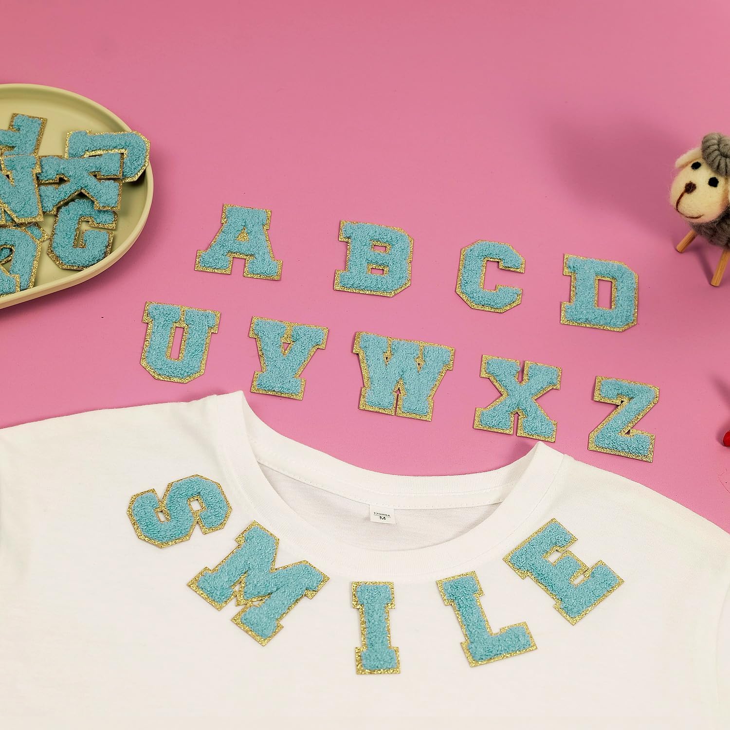 130 Pcs Letter Patches, Self Adhesive Patches, Embroidered Patch for Clothing (White, Sky Blue, Pink, Rose Red, Purple) - Image 5