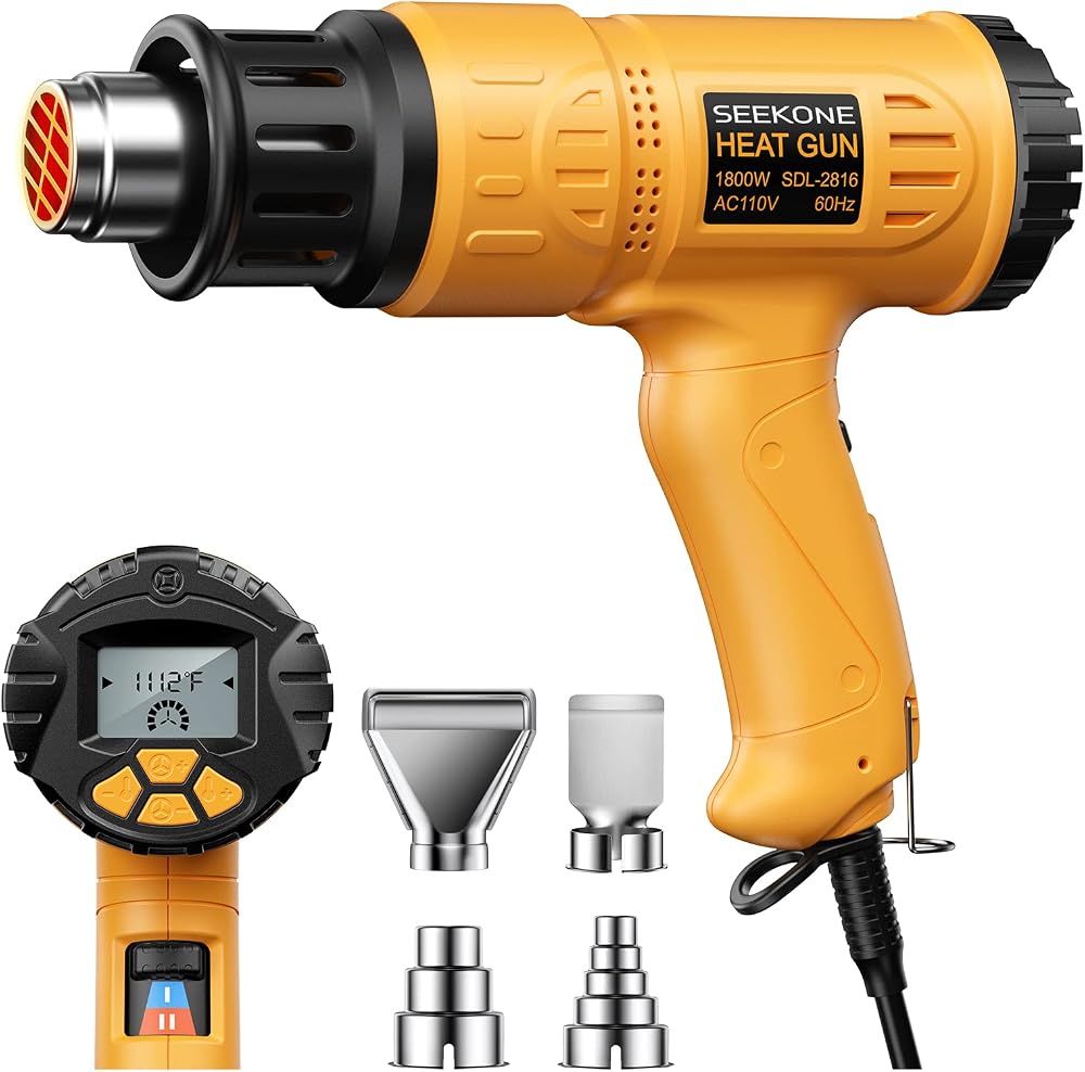 SEEKONE 1800W Heat Gun with LCD Display 122°F-1112°F for Paint Removal