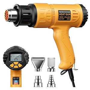 Heat Gun SEEKONE 1800W Hot Air Gun Kit with Large Digital LCD Display Variable Temperature 122 F-1112 F