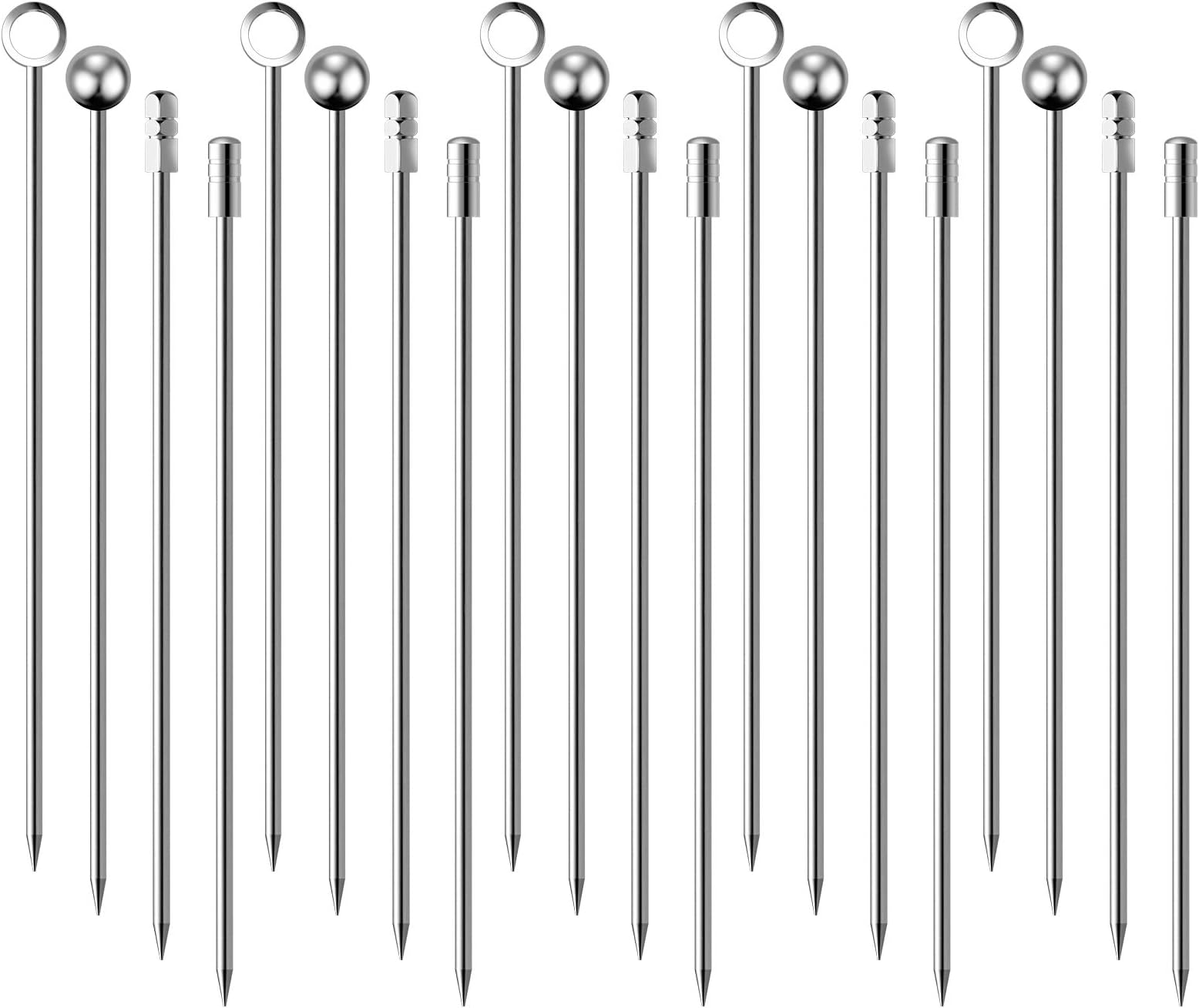 Cocktail Picks Stick, 20Pcs Stainless Steel Martini Picks, Reusable Metal Cocktail Skewers Olives Appetizers Bloody Mary Brandied